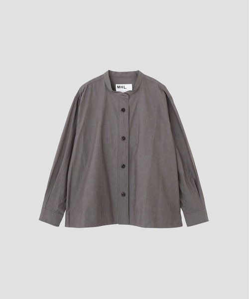 MHL.(エムエイチエル)の「END ON END WEAVE COTTON(シャツ/ブラウス・レディース・モカ/セージグリーン・1/2)」の4枚目の写真