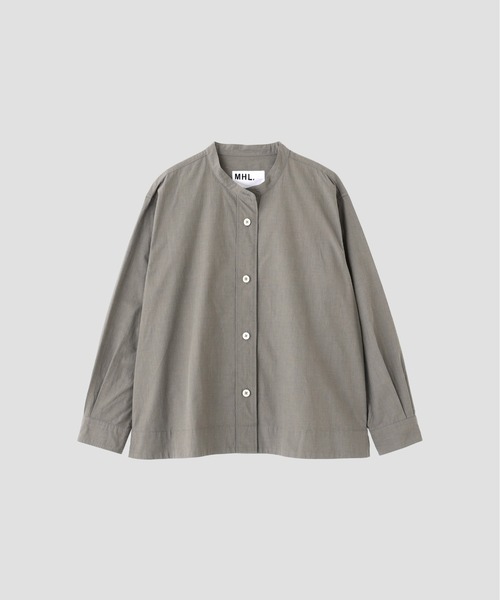 MHL.(エムエイチエル)の「END ON END WEAVE COTTON(シャツ/ブラウス・レディース・モカ/セージグリーン・1/2)」の10枚目の写真