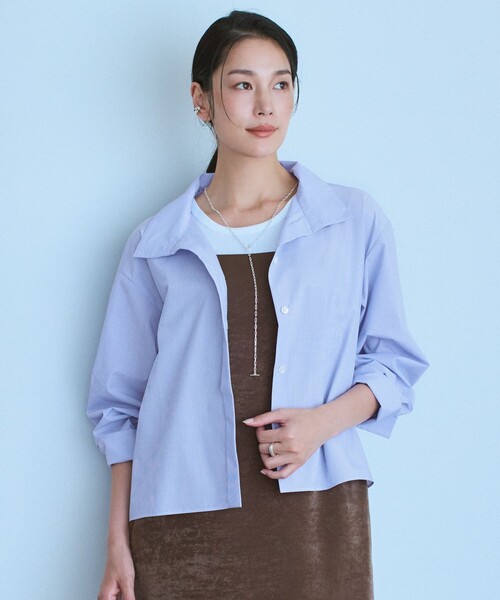 ICB(アイシービー)の「クリーンブロード ハイネックシャツ(シャツ/ブラウス・レディース・アイボリー系/黄土色系7/ブルー系1・0/2/4)」の3枚目の写真
