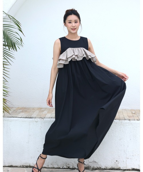 BIRTHDAY BASH(バースデイバッシュ)の「3WAY FRILL SUMMER NS DRESS(3ウェイフリルサマードレス)(ワンピース・レディース・ブラック/ブルー・S/M)」の19枚目の写真
