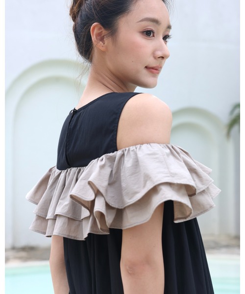 BIRTHDAY BASH(バースデイバッシュ)の「3WAY FRILL SUMMER NS DRESS(3ウェイフリルサマードレス)(ワンピース・レディース・ブラック/ブルー・S/M)」の9枚目の写真