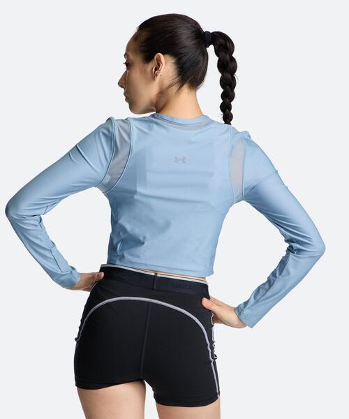 UNDER ARMOUR(アンダーアーマー)の「UAヒートギア クロップ ロングスリーブ Tシャツ(トレーニング/レディース)(Tシャツ/カットソー・レディース・ブルー系・XL/L/M/S)」の2枚目の写真