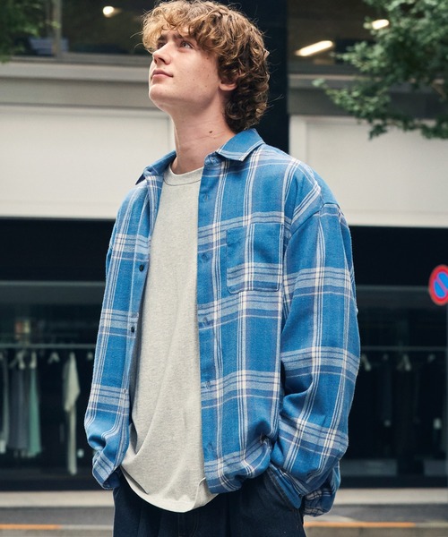 HECT(ヘクト)の「【HECT】Madras Check Box Fit Drawcord Shirt / マドラスチェック ボックスシルエット ドローコード ネルシャツ<保温>(シャツ/ブラウス・メンズ・ネイビー系/ブラウン系/ブラック系/ブルー系・L/M/S)」の4枚目の写真