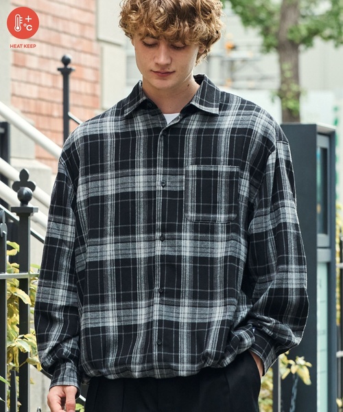 HECT(ヘクト)の「【HECT】Madras Check Box Fit Drawcord Shirt / マドラスチェック ボックスシルエット ドローコード ネルシャツ<保温>(シャツ/ブラウス・メンズ・ネイビー系/ブラウン系/ブラック系/ブルー系・L/M/S)」の5枚目の写真