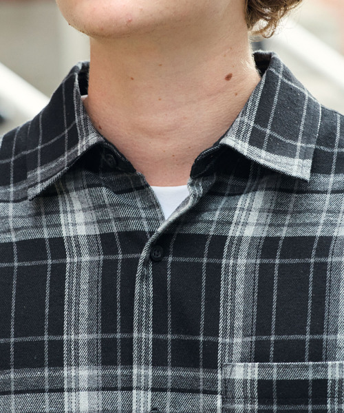 HECT(ヘクト)の「【HECT】Madras Check Box Fit Drawcord Shirt / マドラスチェック ボックスシルエット ドローコード ネルシャツ<保温>(シャツ/ブラウス・メンズ・ネイビー系/ブラウン系/ブラック系/ブルー系・L/M/S)」の10枚目の写真