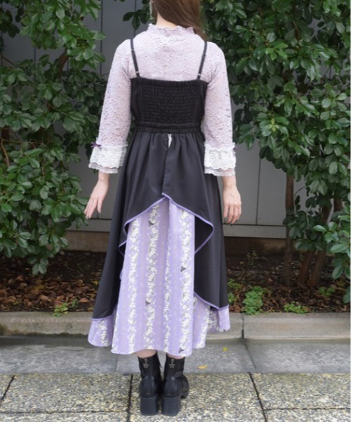 axes femme(アクシーズファム)の「ジャスミン柄切替キャミOP(ワンピース・レディース・ブラック/ブルーグリーン/ワイン・FREE)」の9枚目の写真