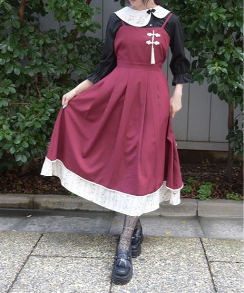 axes femme(アクシーズファム)の「ジャスミン柄切替キャミOP(ワンピース・レディース・ブラック/ブルーグリーン/ワイン・FREE)」の11枚目の写真