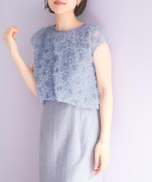 URBAN RESEARCH ROSSO WOMEN(アーバンリサーチ ロッソ)の「kaene フラッフィーフラワーコンビドレス(ワンピース・レディース・ライトブルー/ブラック/ピンク系その他・36)」の11枚目の写真