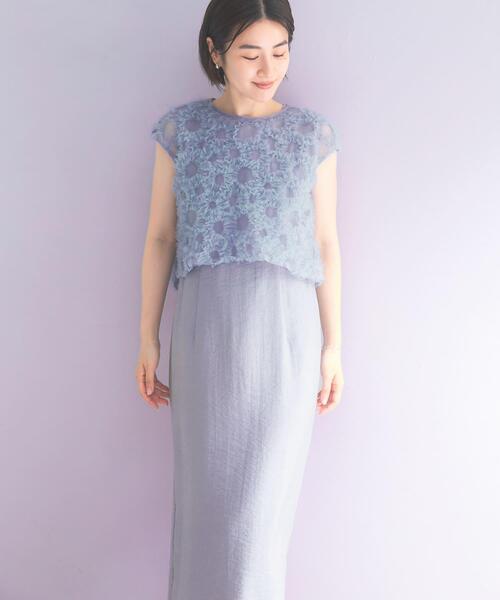 URBAN RESEARCH ROSSO WOMEN(アーバンリサーチ ロッソ)の「kaene フラッフィーフラワーコンビドレス(ワンピース・レディース・ライトブルー/ブラック/ピンク系その他・36)」の12枚目の写真