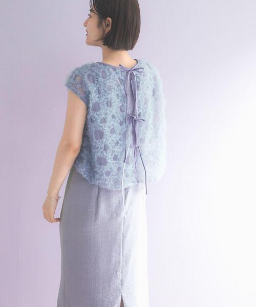 URBAN RESEARCH ROSSO WOMEN(アーバンリサーチ ロッソ)の「kaene フラッフィーフラワーコンビドレス(ワンピース・レディース・ライトブルー/ブラック/ピンク系その他・36)」の13枚目の写真