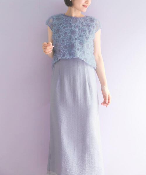 URBAN RESEARCH ROSSO WOMEN(アーバンリサーチ ロッソ)の「kaene フラッフィーフラワーコンビドレス(ワンピース・レディース・ライトブルー/ブラック/ピンク系その他・36)」の14枚目の写真