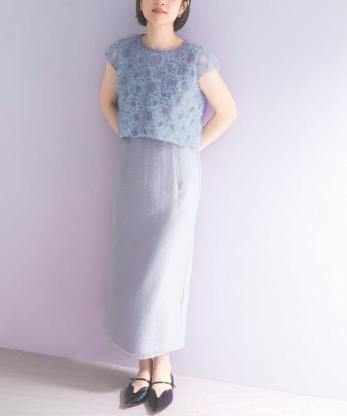 URBAN RESEARCH ROSSO WOMEN(アーバンリサーチ ロッソ)の「kaene フラッフィーフラワーコンビドレス(ワンピース・レディース・ライトブルー/ブラック/ピンク系その他・36)」の15枚目の写真