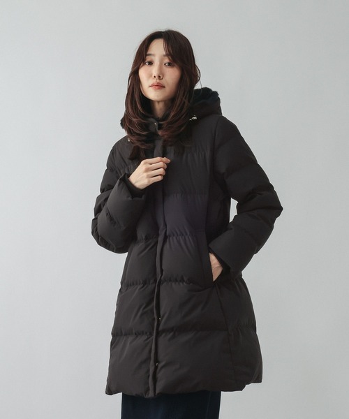 GLOBAL WORK(グローバルワーク)の「ウツクシルエット撥水ダウンコート/668360(ダウンジャケット/コート・レディース・ベージュ/ネイビー/ブラック・LARGE/MEDIUM)」の2枚目の写真