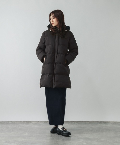 GLOBAL WORK(グローバルワーク)の「ウツクシルエット撥水ダウンコート/668360(ダウンジャケット/コート・レディース・ベージュ/ネイビー/ブラック・LARGE/MEDIUM)」の4枚目の写真