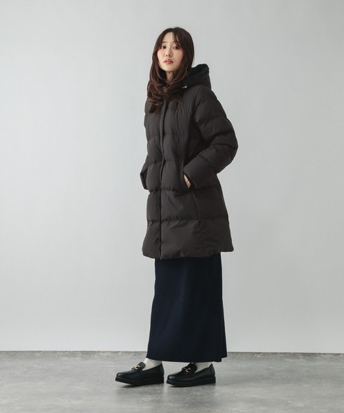 GLOBAL WORK(グローバルワーク)の「ウツクシルエット撥水ダウンコート/668360(ダウンジャケット/コート・レディース・ベージュ/ネイビー/ブラック・LARGE/MEDIUM)」の5枚目の写真