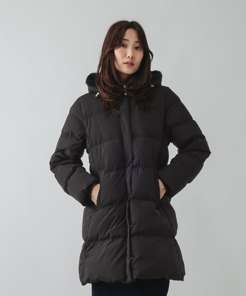 GLOBAL WORK(グローバルワーク)の「ウツクシルエット撥水ダウンコート/668360(ダウンジャケット/コート・レディース・ベージュ/ネイビー/ブラック・LARGE/MEDIUM)」の6枚目の写真