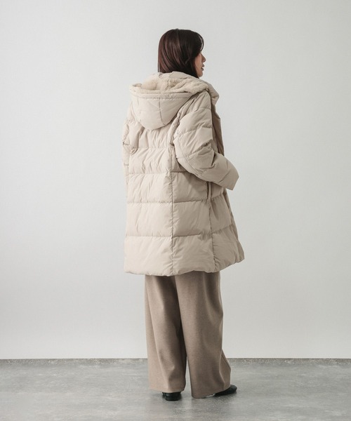GLOBAL WORK(グローバルワーク)の「ウツクシルエット撥水ダウンコート/668360(ダウンジャケット/コート・レディース・ベージュ/ネイビー/ブラック・LARGE/MEDIUM)」の8枚目の写真