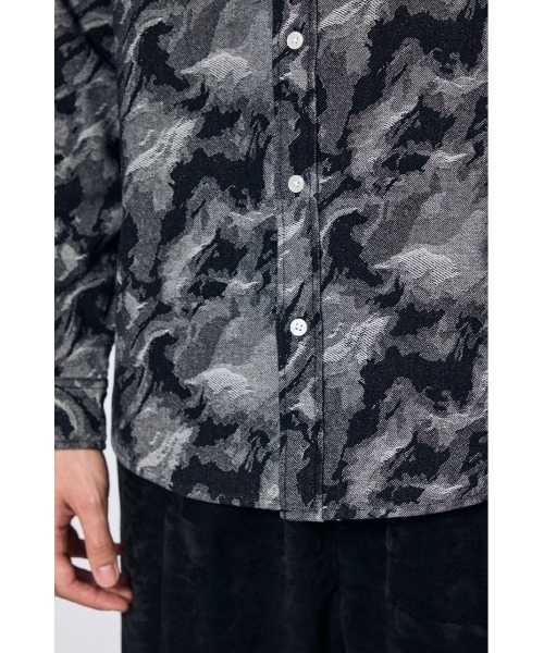 AZUL by moussy（アズールバイマウジー）の「マーブルジャガードデニム長袖シャツ 秋服　春服　冬服　総柄　羽織　かっこいい（シャツ/ブラウス・メンズ・ブラック/ブルー・MEDIUM/LARGE）」の17枚目の写真