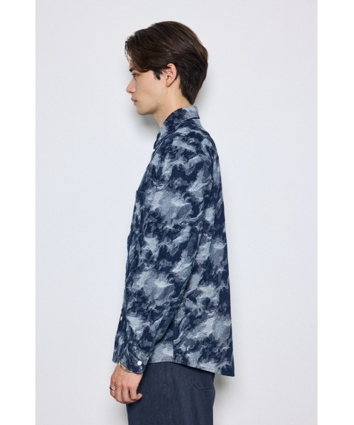 AZUL by moussy（アズールバイマウジー）の「マーブルジャガードデニム長袖シャツ 秋服　春服　冬服　総柄　羽織　かっこいい（シャツ/ブラウス・メンズ・ブラック/ブルー・MEDIUM/LARGE）」の22枚目の写真