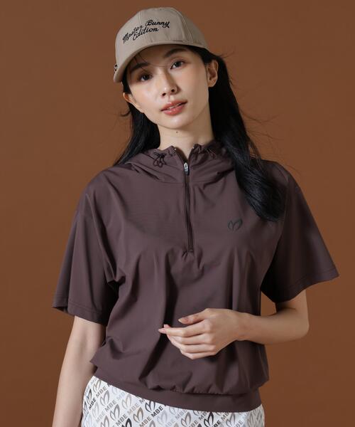 MASTER BUNNY EDITION(マスターバニーエディション)の「Nyベアムース半袖ハーフジップフーディプルオーバー (WOMENS)(スウェット・レディース・ブラウン/ブラック/ホワイト・SMALL/MEDIUM/LARGE)」の1枚目の写真