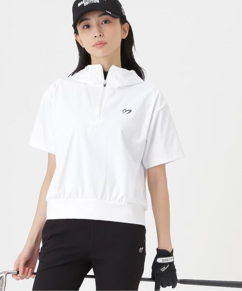 MASTER BUNNY EDITION(マスターバニーエディション)の「Nyベアムース半袖ハーフジップフーディプルオーバー (WOMENS)(スウェット・レディース・ブラウン/ブラック/ホワイト・SMALL/MEDIUM/LARGE)」の2枚目の写真