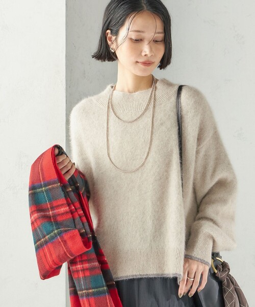 SHIPS(シップス)の「〈手洗い可能〉フォックス ラメ ハイネック ニット(ニット/セーター・レディース・グレー/ピンク/ナチュラル・ONE SIZE)」の1枚目の写真