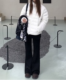サイドボタンスカートレイヤードフレアパンツ