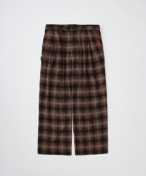 ADAM PATEK(アダムパテック)の「ADAMPATEK/brushed shade ombrecheck easytrouser/チェックパンツ(スラックス・メンズ・ブラウン/グリーン・1/2)」の7枚目の写真