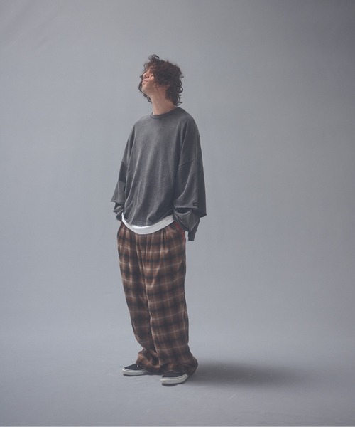 ADAM PATEK(アダムパテック)の「ADAMPATEK/brushed shade ombrecheck easytrouser/チェックパンツ(スラックス・メンズ・ブラウン/グリーン・1/2)」の10枚目の写真