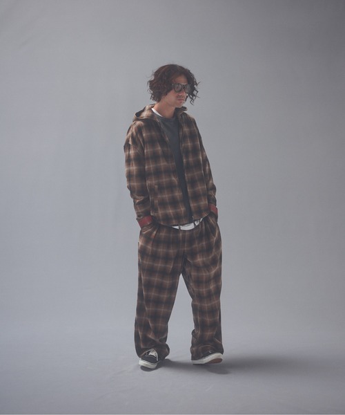 ADAM PATEK(アダムパテック)の「ADAMPATEK/brushed shade ombrecheck easytrouser/チェックパンツ(スラックス・メンズ・ブラウン/グリーン・1/2)」の11枚目の写真