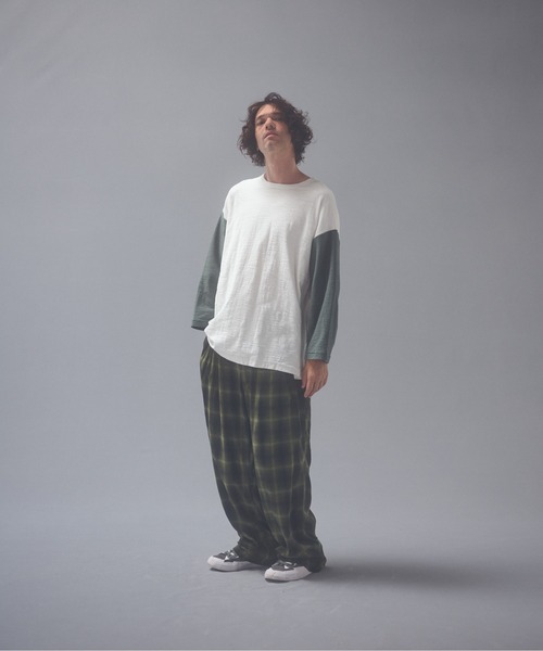 ADAM PATEK(アダムパテック)の「ADAMPATEK/brushed shade ombrecheck easytrouser/チェックパンツ(スラックス・メンズ・ブラウン/グリーン・1/2)」の18枚目の写真