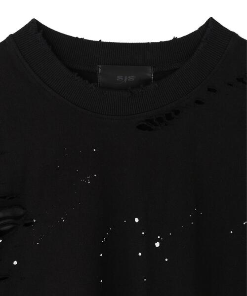 SIS(エスアイエス)の「SIS/エスアイエス/DAMAGE T-SHIRTS(Tシャツ/カットソー・レディース・ブラック/ホワイト・F)」の4枚目の写真