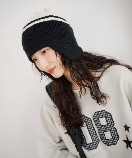 niko and...(ニコアンド)の「耳付きラインニットワッチ(ニットキャップ/ビーニー・レディース・その他3/その他2/その他1・FREE)」の1枚目の写真