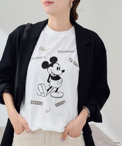 FRAMeWORK（フレームワーク）の「WIFFLE 別注［Mickey Mouse］embroidery ロンT（Tシャツ/カットソー・レディース・ホワイト/スミクロ/ベージュ・FREE）」の2枚目の写真