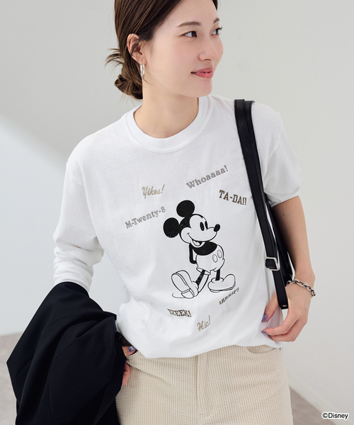 FRAMeWORK（フレームワーク）の「WIFFLE 別注［Mickey Mouse］embroidery ロンT（Tシャツ/カットソー・レディース・ホワイト/スミクロ/ベージュ・FREE）」の22枚目の写真