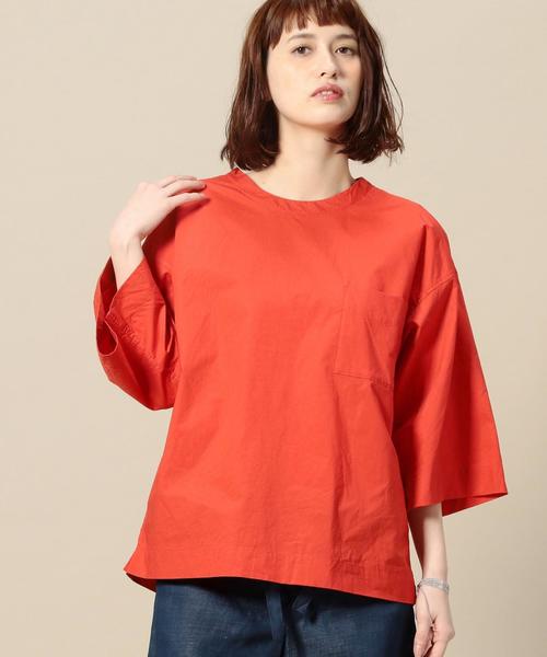 BEAUTY&YOUTH UNITED ARROWS(ビューティーアンドユースユナイテッドアローズ)の「BY コットンタイプライターTEEブラウス ◆(シャツ/ブラウス・レディース・ホワイト/ブラウン/レッド・FREE)」の1枚目の写真