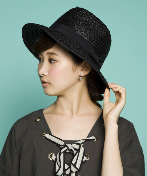 PLAIN CLOTHING（プレーンクロージング）の「シンプルストローハット　【PLAIN CLOTHING】（ハット・レディース・ブラック/ナチュラル・FREE）」の10枚目の写真