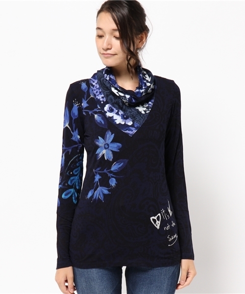 Desigual（デシグアル）の「「Desigual/デシグアル」カットソー（Tシャツ/カットソー・レディース・ブルー/ブラウン・X-LARGE/SMALL/MEDIUM/X-SMALL/LARGE）」の5枚目の写真