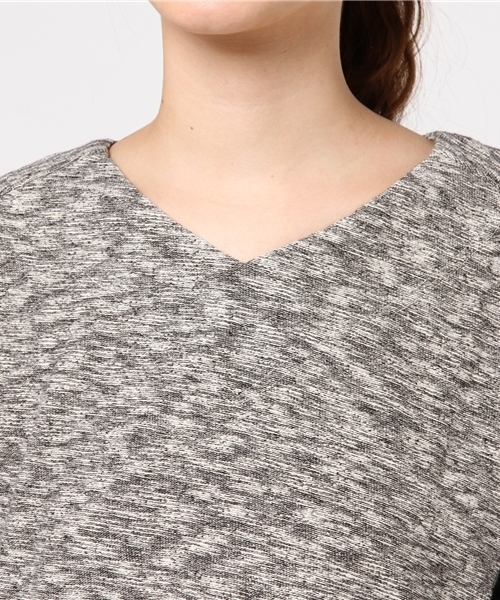 tシャツ M0565 マーブルスラブ布帛レイヤードロングプルオーバー レディース Audition tシャツ M0565 マーブルスラブ布帛レイヤードロング