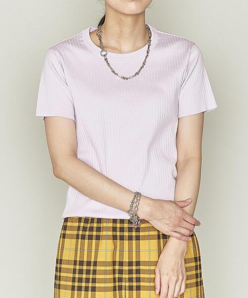 ASTRAET(アストラット)の「<ASTRAET(アストラット)>リブ ショートスリーブ プルオーバー◇(Tシャツ/カットソー・レディース・ホワイト/ブラック/オリーブ/ブラウン/ライラック/ダークブラウン・FREE)」の6枚目の写真