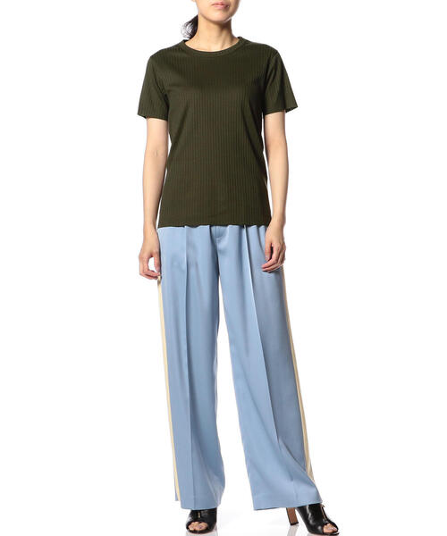 ASTRAET(アストラット)の「<ASTRAET(アストラット)>リブ ショートスリーブ プルオーバー◇(Tシャツ/カットソー・レディース・ホワイト/ブラック/オリーブ/ブラウン/ライラック/ダークブラウン・FREE)」の5枚目の写真