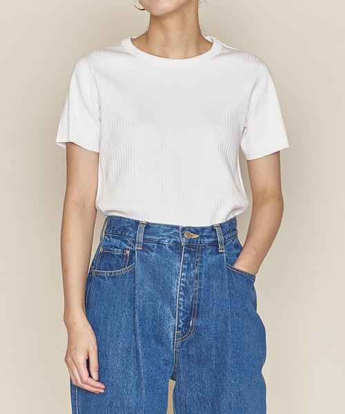 ASTRAET(アストラット)の「<ASTRAET(アストラット)>リブ ショートスリーブ プルオーバー◇(Tシャツ/カットソー・レディース・ホワイト/ブラック/オリーブ/ブラウン/ライラック/ダークブラウン・FREE)」の9枚目の写真
