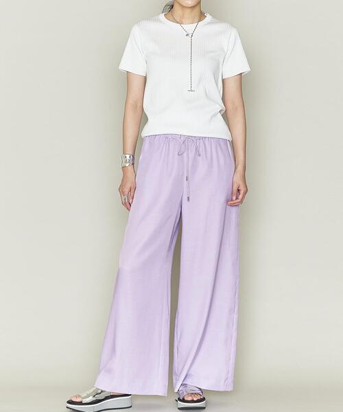 ASTRAET(アストラット)の「<ASTRAET(アストラット)>リブ ショートスリーブ プルオーバー◇(Tシャツ/カットソー・レディース・ホワイト/ブラック/オリーブ/ブラウン/ライラック/ダークブラウン・FREE)」の20枚目の写真