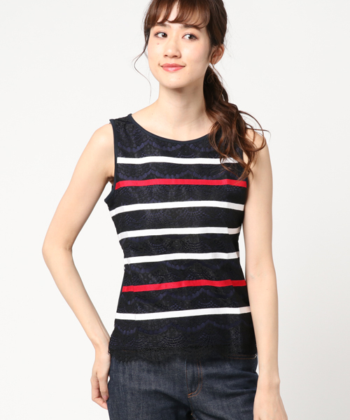 LOVELESS（ラブレス）の「【LOVELESS】WOMENS ボーダーレースタンクトップ（タンクトップ・レディース・ホワイト/ベージュ/ブラック・34/36）」の15枚目の写真