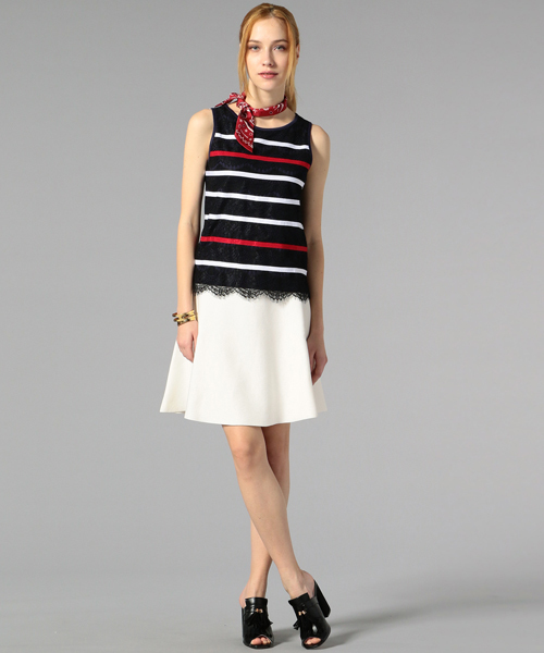 LOVELESS（ラブレス）の「【LOVELESS】WOMENS ボーダーレースタンクトップ（タンクトップ・レディース・ホワイト/ベージュ/ブラック・34/36）」の11枚目の写真