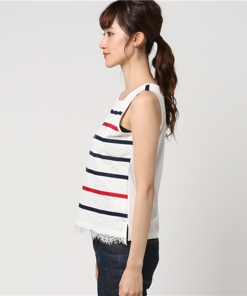 LOVELESS（ラブレス）の「【LOVELESS】WOMENS ボーダーレースタンクトップ（タンクトップ・レディース・ホワイト/ベージュ/ブラック・34/36）」の5枚目の写真