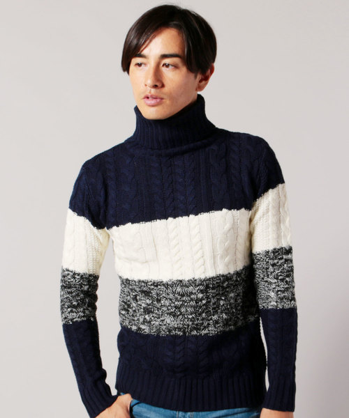 THE CASUAL（カジュアル）の「5GGアクリルフィッシャーマンケーブルタートルネックニット（ニット/セーター・メンズ・ブラック系その他/チャコール/ブルー系その他/ワイン/ホワイト系その他/オフホワイト/ブラック/杢グレー/ネイビー/キャメル/グレー系その他/ベージュ/カーキ/ブルー/ブルー系その他2/レッド系その他/インディゴブルー/グリーン/モカ/ホワイト/グレー系その他2・L/XL/M/S）」の17枚目の写真