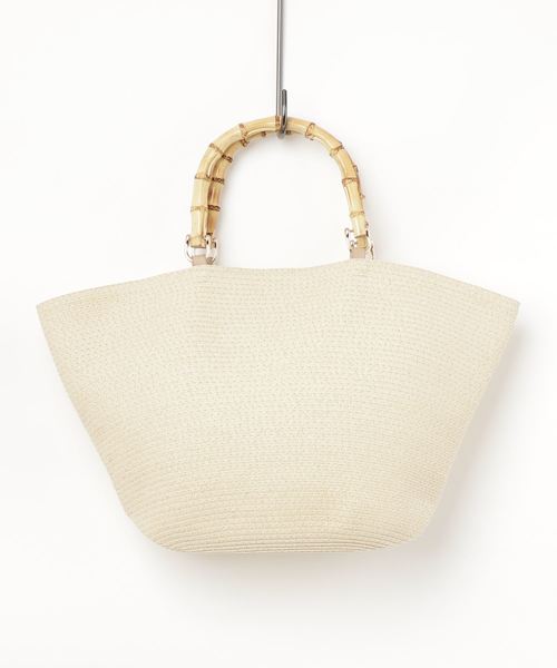 VENCEEXCHANGE(ヴァンスエクスチェンジ)の「雑材バンブーハンドルトート(かごバッグ・レディース・オフホワイト/ブラック/その他35・FREE)」の1枚目の写真