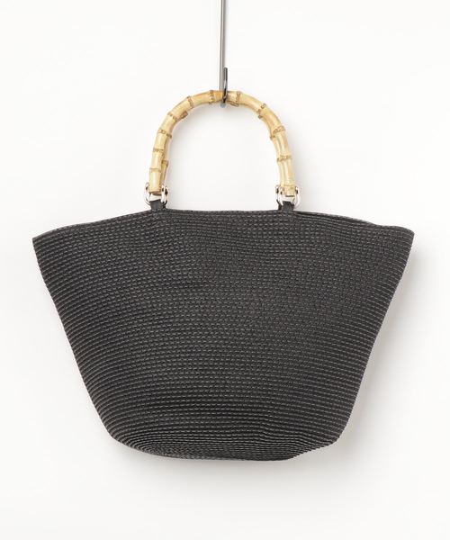 VENCEEXCHANGE(ヴァンスエクスチェンジ)の「雑材バンブーハンドルトート(かごバッグ・レディース・オフホワイト/ブラック/その他35・FREE)」の2枚目の写真