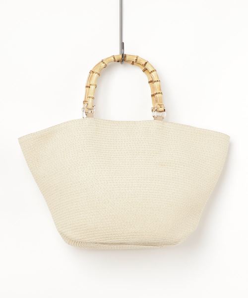 VENCEEXCHANGE(ヴァンスエクスチェンジ)の「雑材バンブーハンドルトート(かごバッグ・レディース・オフホワイト/ブラック/その他35・FREE)」の6枚目の写真